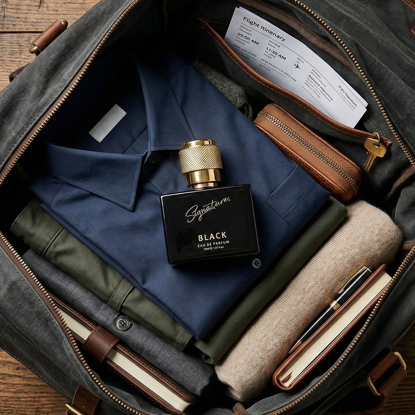 Signature black perfume packaging design