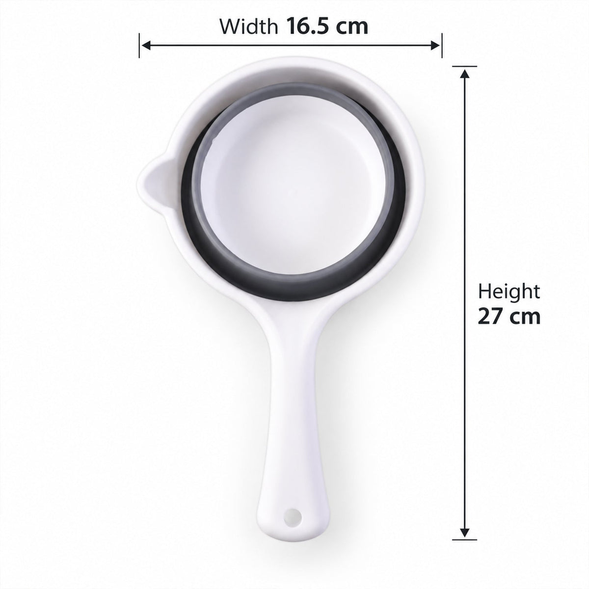 Collapsible Water Scoop with Long Handle and Pouring Spout (1 Pc, 16.5x27 Cm)