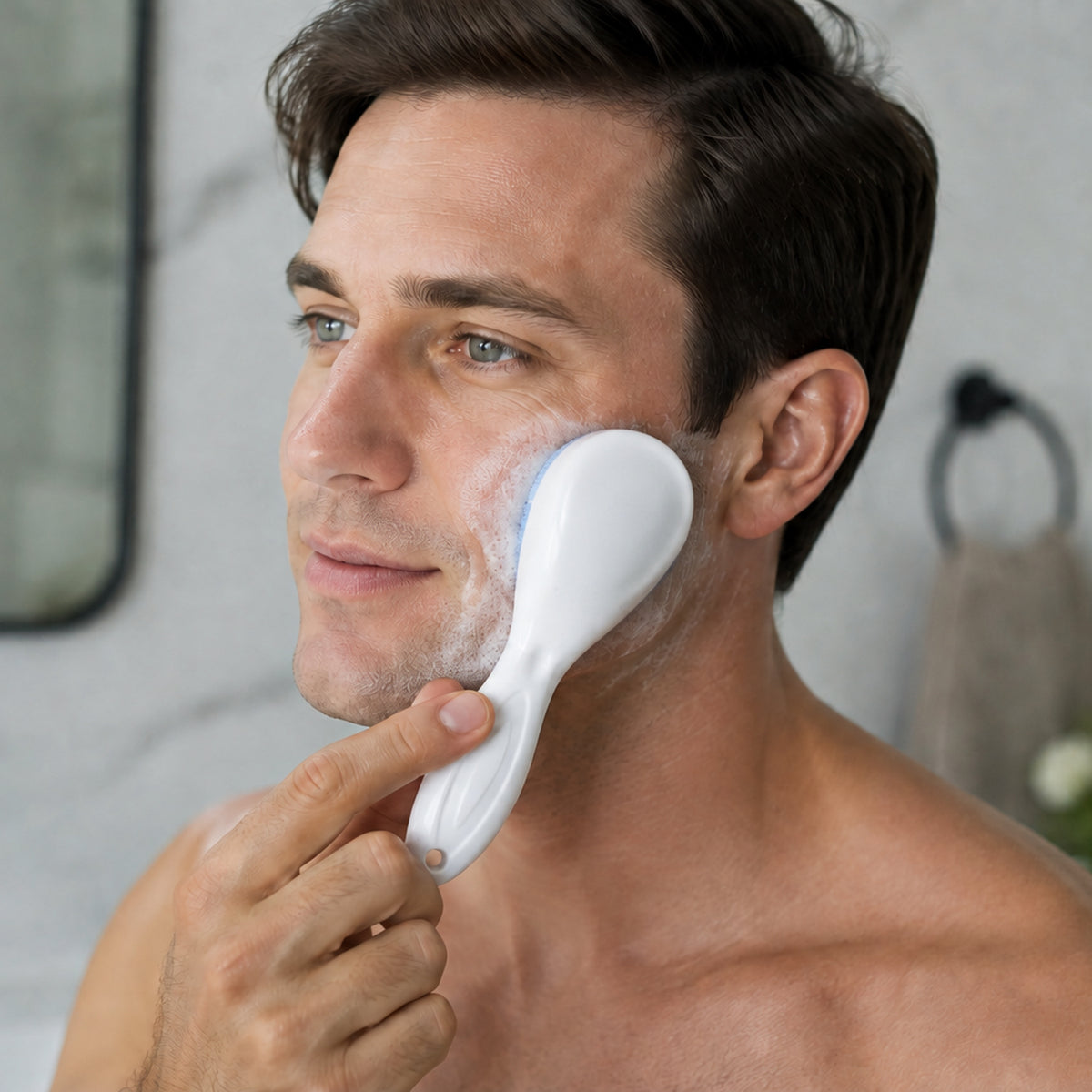 Silicone Face Scrubber Exfoliating Brush, Manual Handheld Facial Cleansing Brush (1 Pc)
