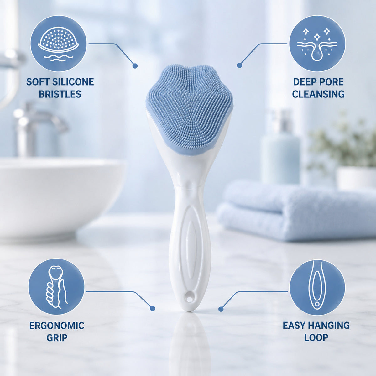 Silicone Face Scrubber Exfoliating Brush, Manual Handheld Facial Cleansing Brush (1 Pc)
