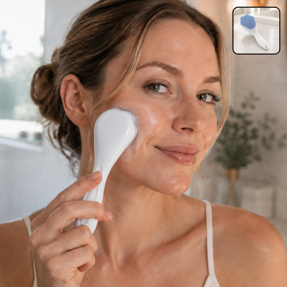 Silicone Face Scrubber Exfoliating Brush, Manual Handheld Facial Cleansing Brush (1 Pc)
