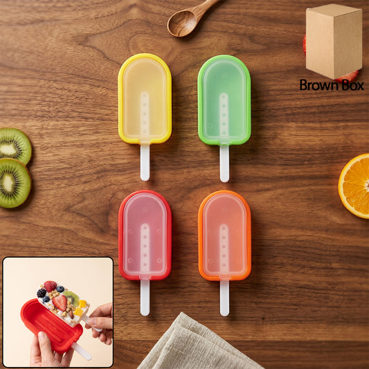 Premium Silicone Ice Cream Popsicle Mold Set 4 Pc