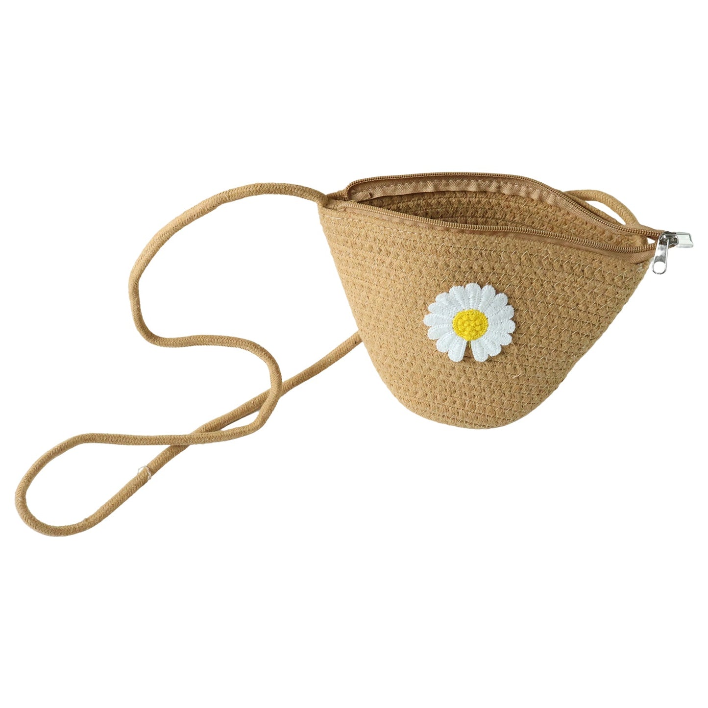 Stylish Jute Crossbody Sling Bag (1 Pc, 17x23 Cm)