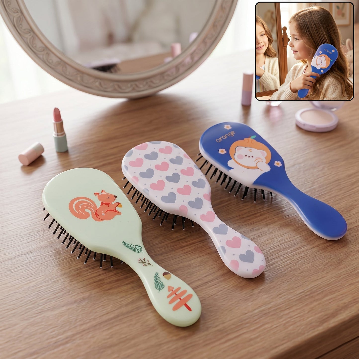 Fun and Colorful Mix Design Kids Hair Comb (1 Pc, Mix Design)