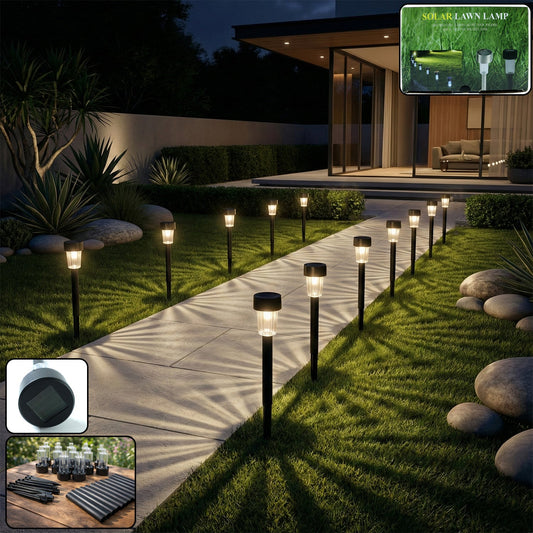 solar powered lawn pathway light set 12 pcs