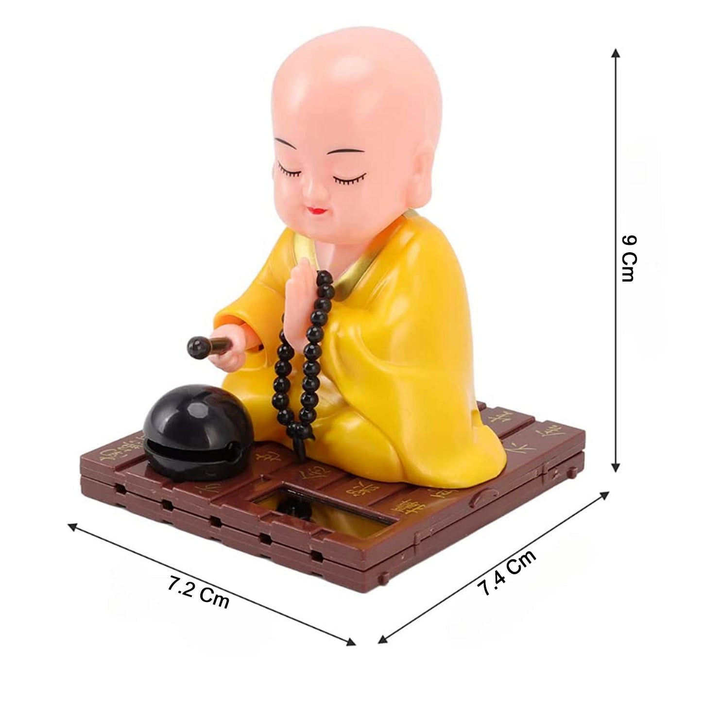 Yellow Solar Powered Sitting Buddha Statue (1 Pc / Medium)