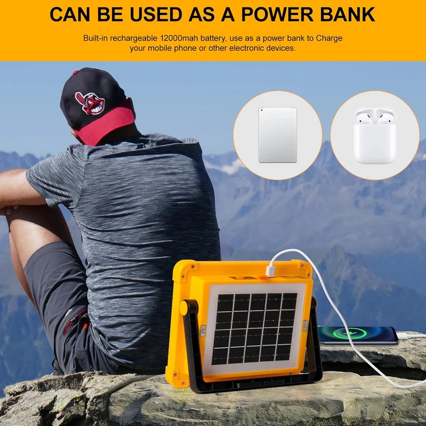 High Power Solar LED Flood Light (1 Pc, 2400mAh)