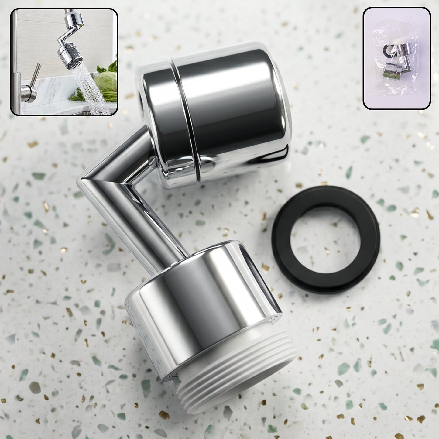 Chrome finish 1080 degree swivel faucet aerator for kitchen and bathroom sinks