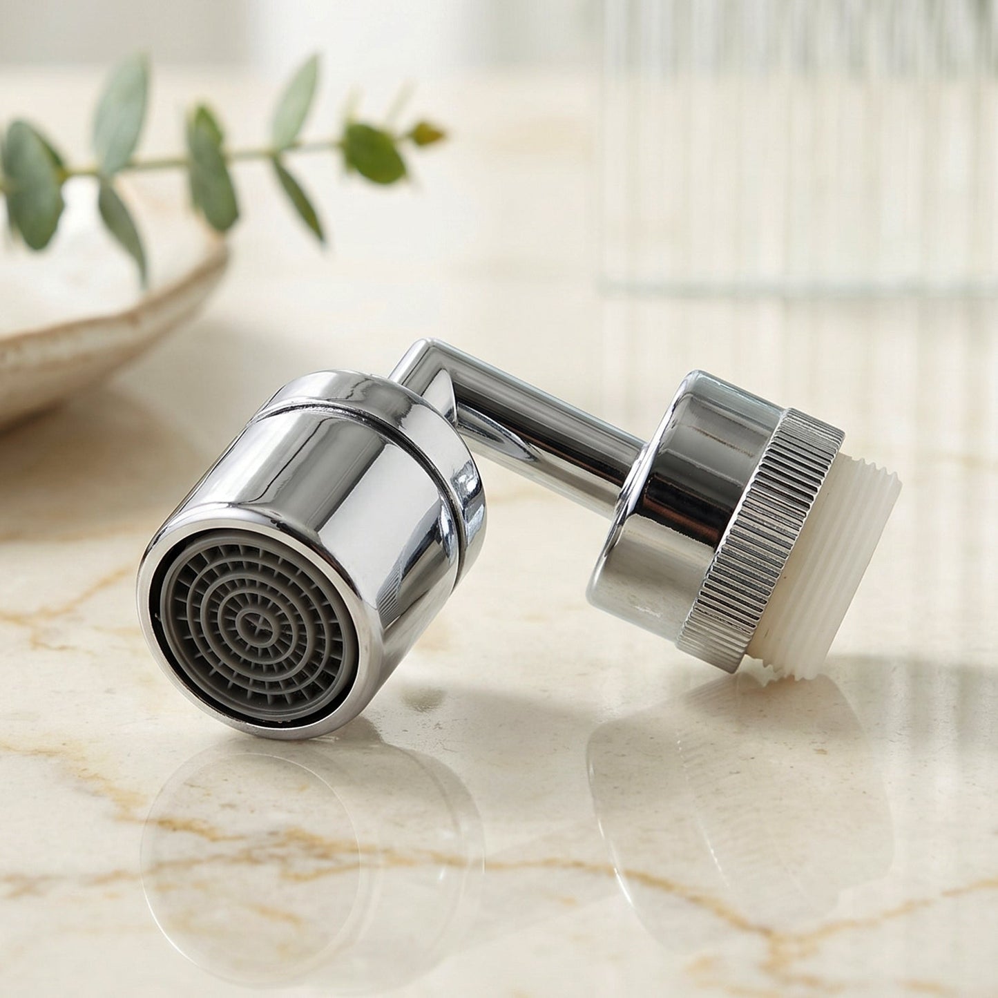 Easy-to-install swivel faucet aerator with leak-proof washer included