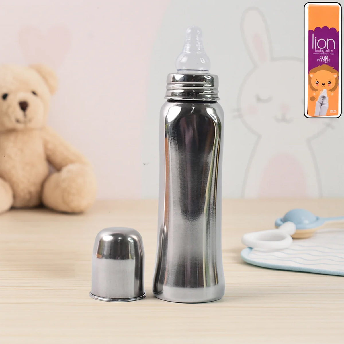 Lion Stainless Steel Feeding Bottle 250ml