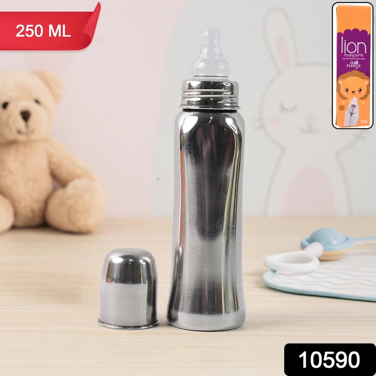 Lion Stainless Steel Feeding Bottle 250ml