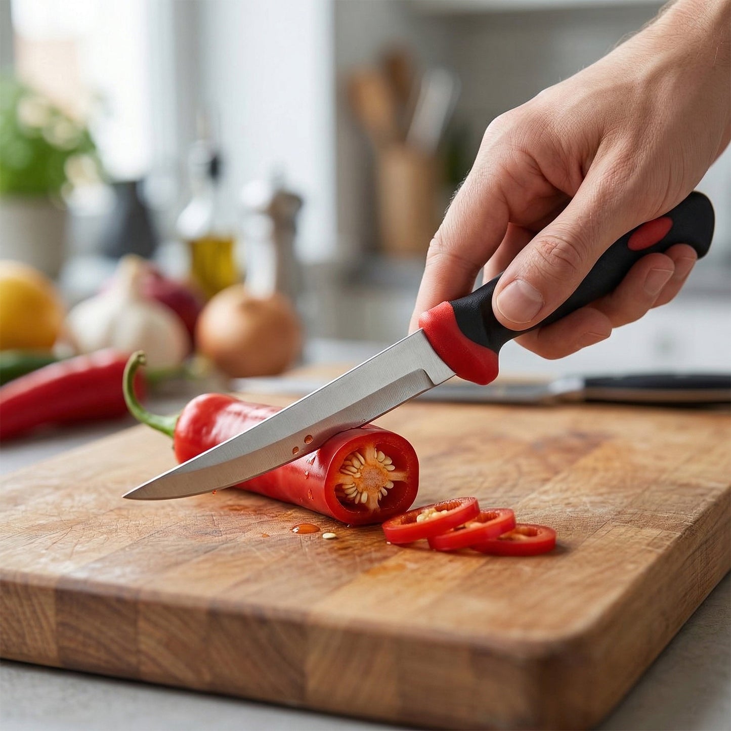 Stainless Steel Kitchen Utility Knife with Ergonomic Grip Handle (1 Pc)