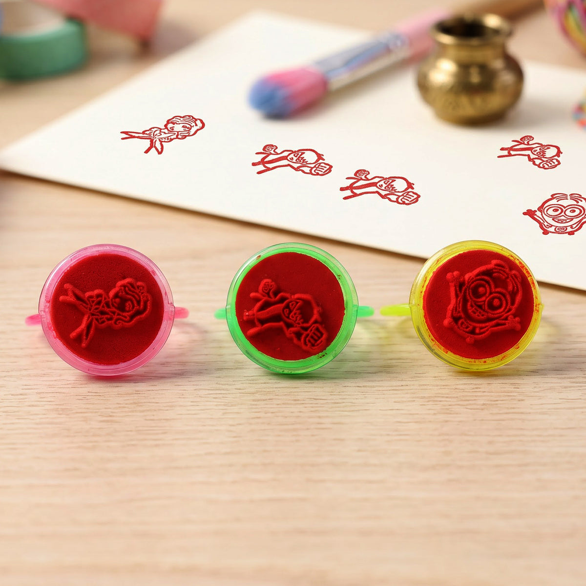 Cartoon Heart Stamps – Motivational Reward Stamps for Kids, Teachers & Parents (6 Pc, Multicolor)