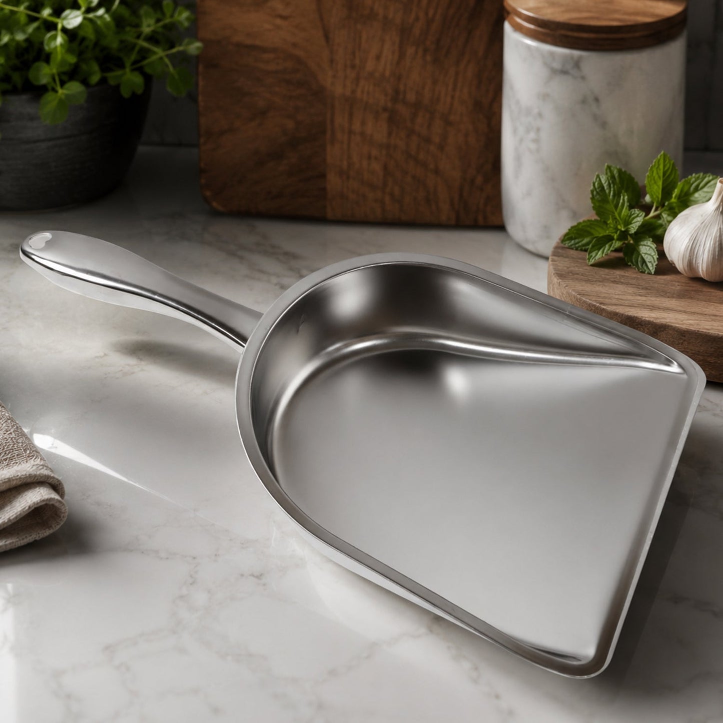 Heavy Duty Metal Dustpan Stainless Steel Dust Pan with Handle (1 Pc)