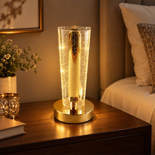 Crystal Table Lamp Sparkle Design Golden Base LED Decorative Bedside Lamp