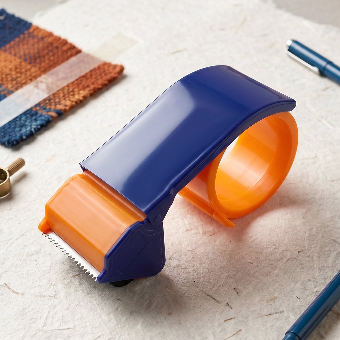 Tape roll cutter with sharp blade tool