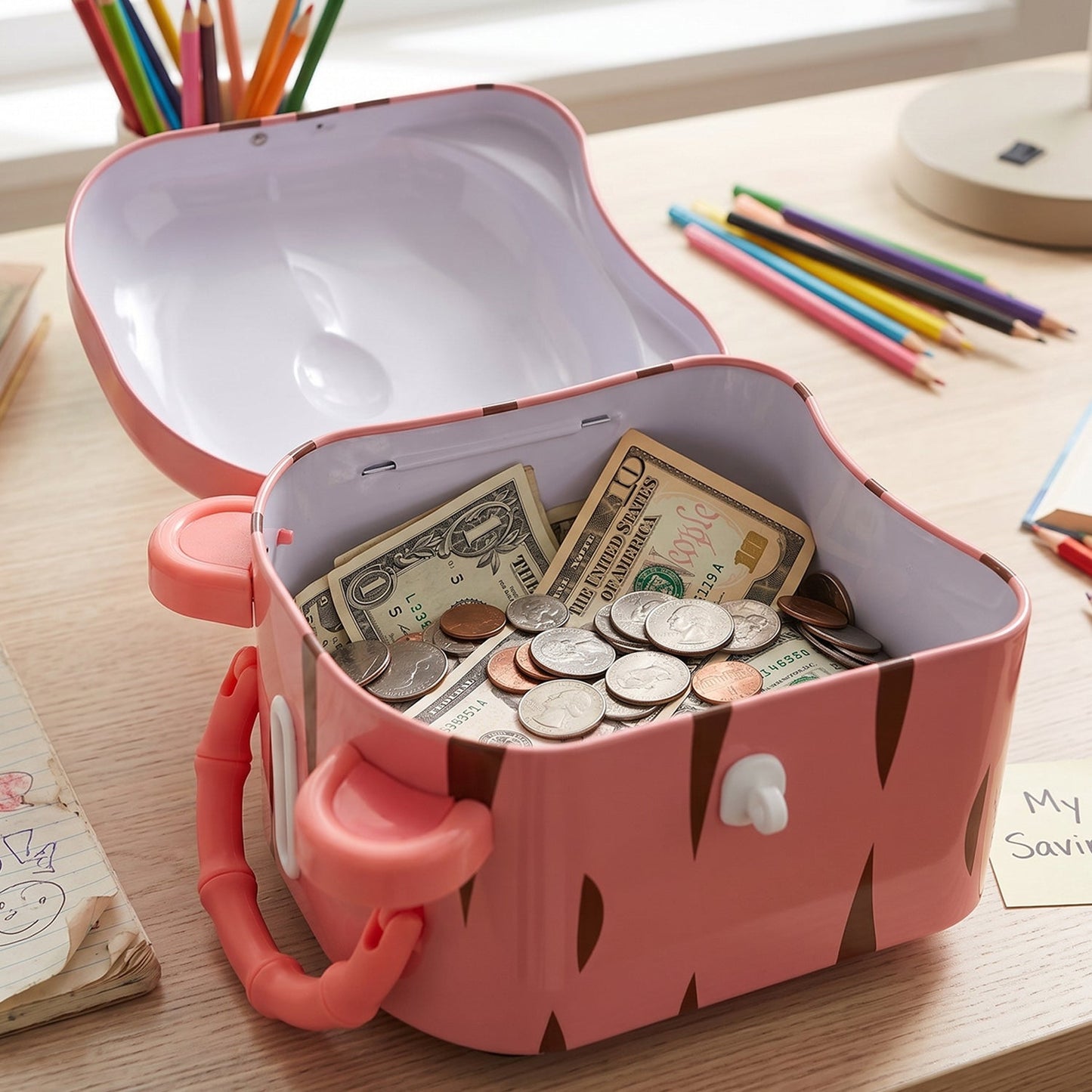 Cute Design Metal Piggy Bank with Lock and Key (1 Pc, Mix Design)