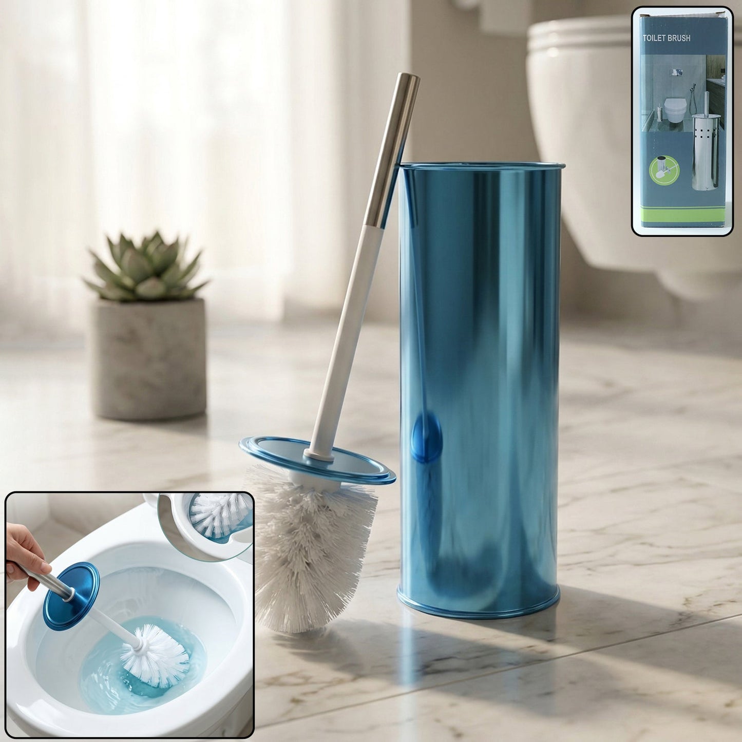 Premium Toilet Cleaning Brush with Holder Set (1 Pc)