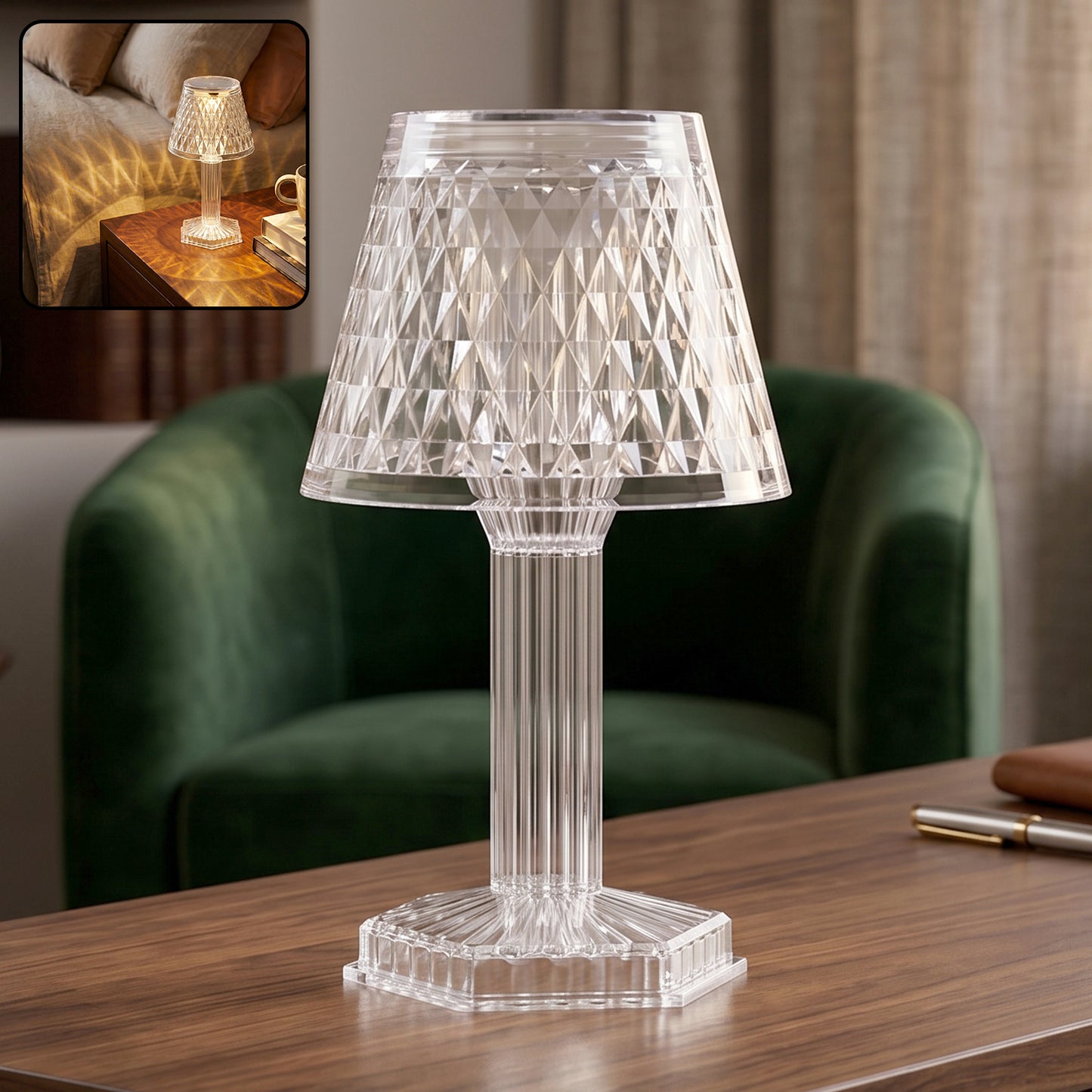 Cup Shape Crystal Table Lamp (1 Pc)