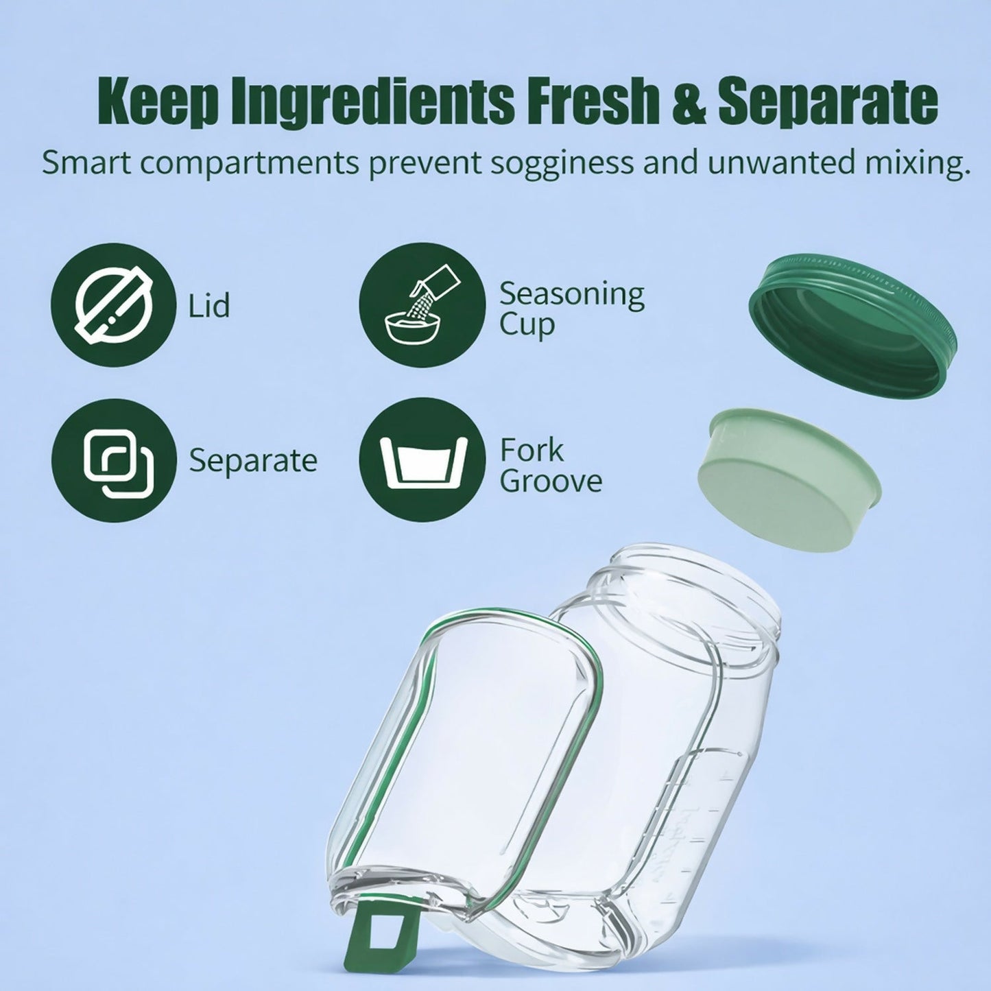 DeoDap Leakproof Salad Container Jar with Dressing Cup - in-use lifestyle shot