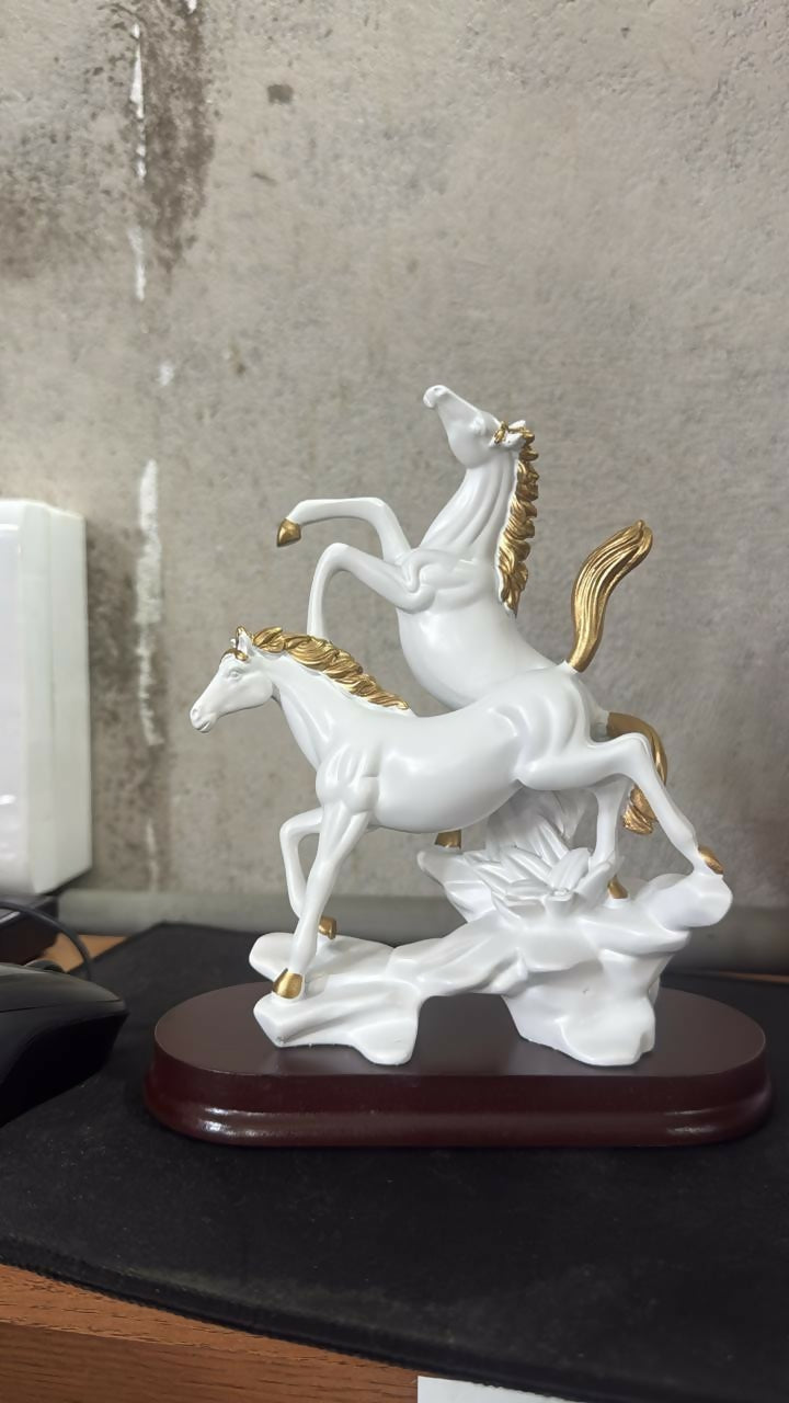 Elegant Double Horse Decorative Showpiece Statue for Home & Office