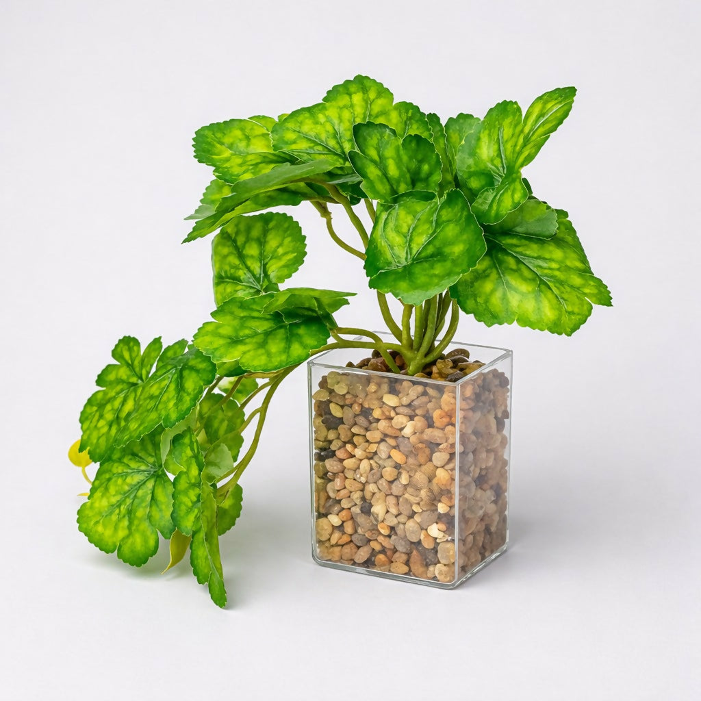 Artificial Trailing Leaf Plant in Clear Pot for Home & Office Table DÃ©cor