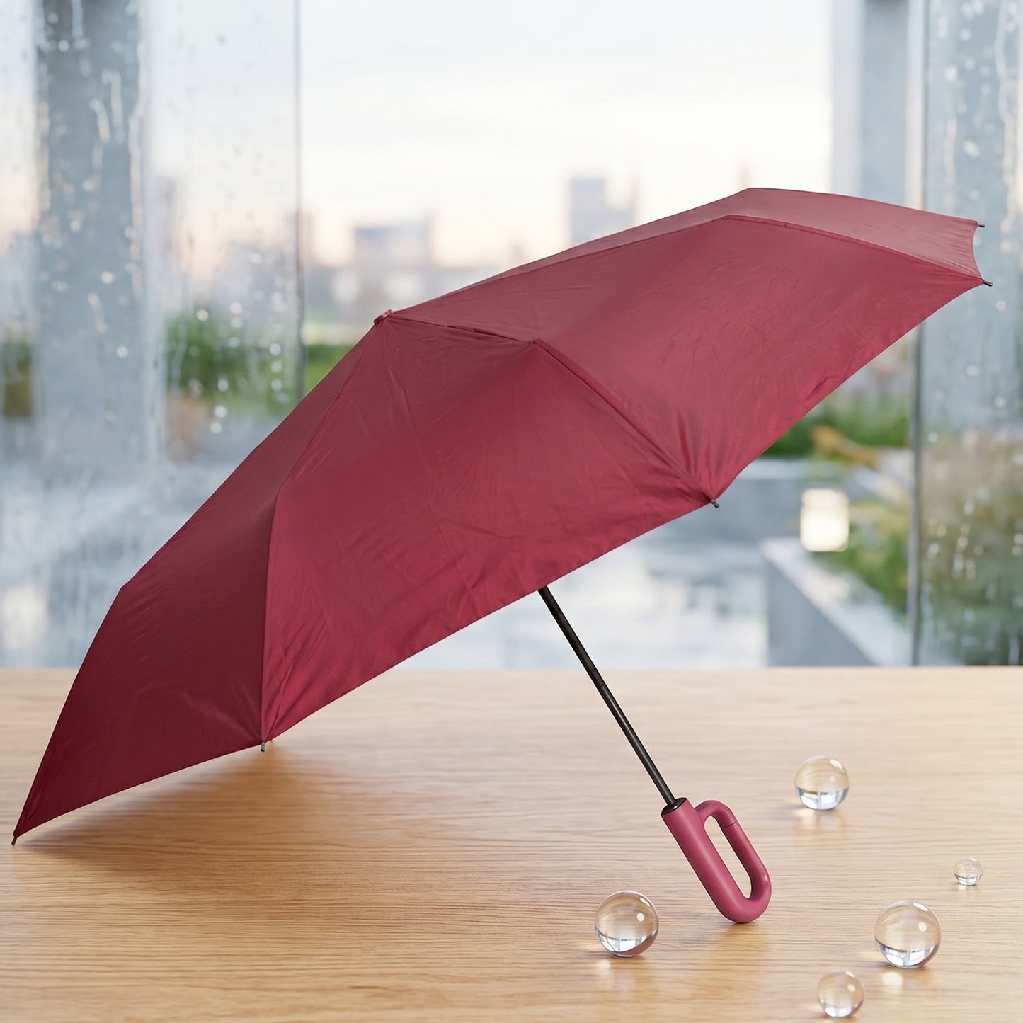 Water-resistant travel umbrella with a sturdy metal frame