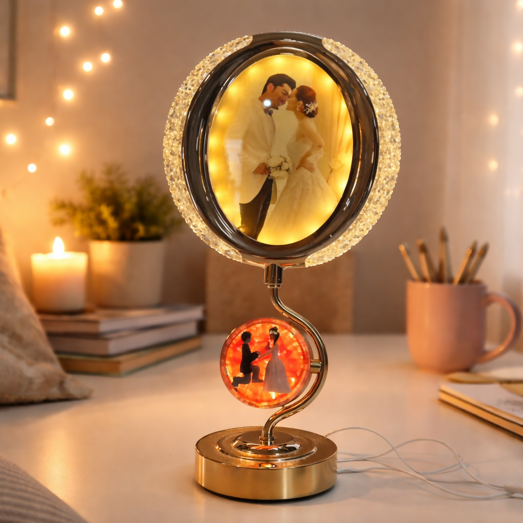 LED Photo Frame Lamp with Dual Display Decorative Table Light