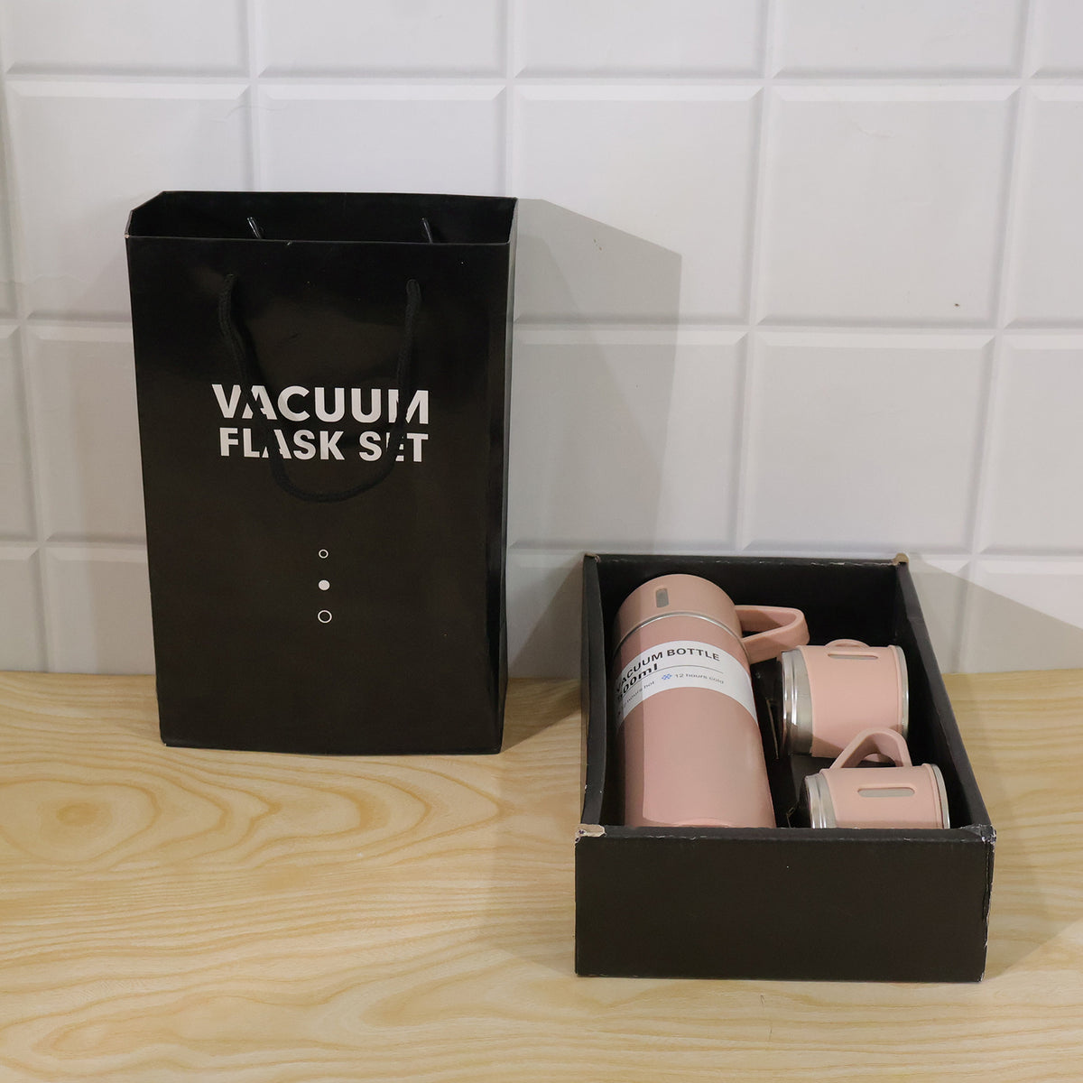 Stainless Steel Vacuum Flask Set with 3 Steel Cups Combo for Coffee Hot Drink and Cold Water Flask Ideal Gifting Travel Friendly Latest Flask Bottle. (500ml)