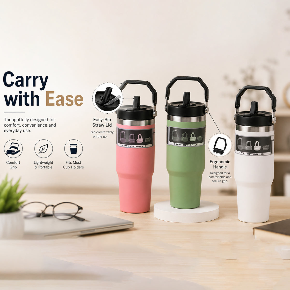 Premium Stainless Steel Insulated Travel Tumbler 900 ML (1 Pc)