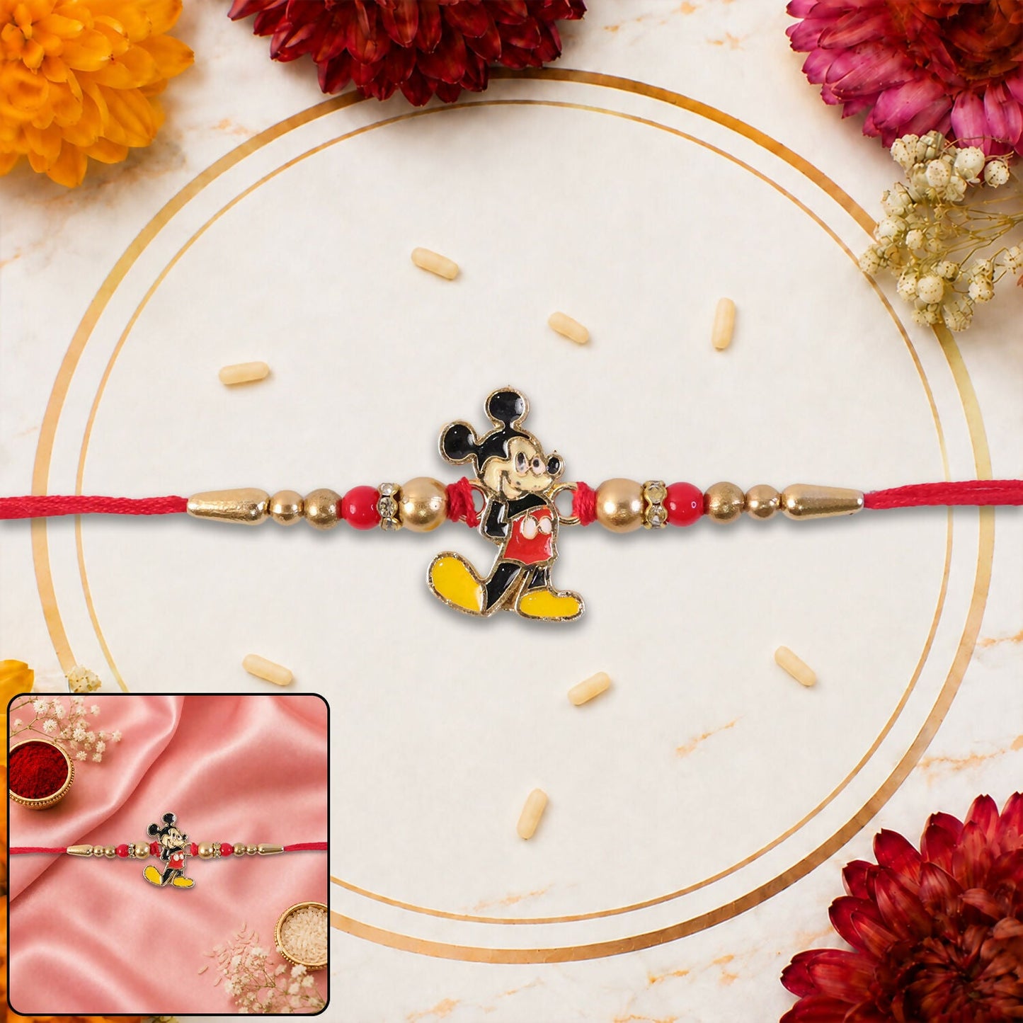 Colorful Mickey Mouse Kids Rakhi with fun design for brothers