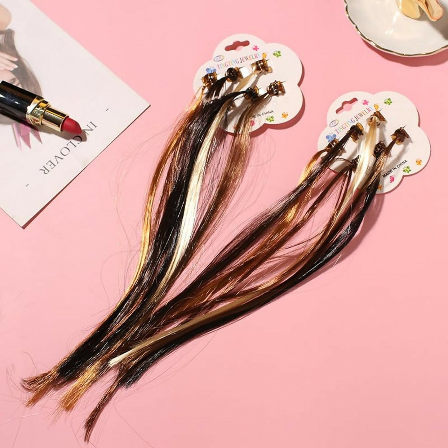 Clip-On Hair Braid Extensions for Girls | Natural Look Styling Accessories Pack of 6