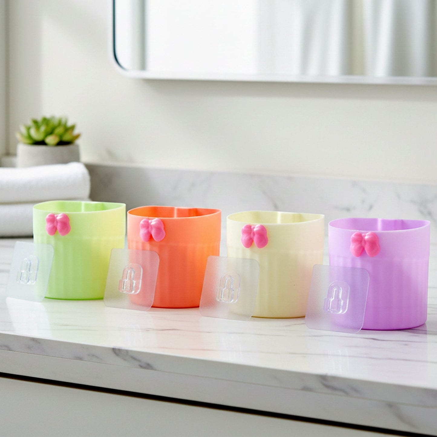Wall Mounted Bathroom Toothbrush Holder Set (4 Pc Set)