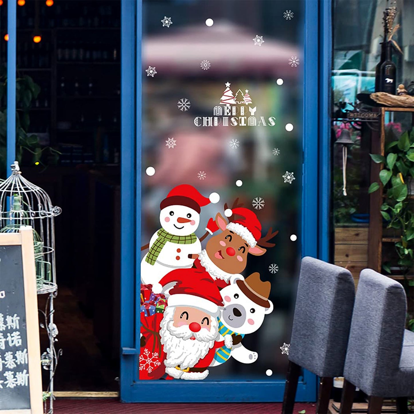 Christmas Theme Glass & Wall Sticker 90x60 cm â€“ (1 Pc)