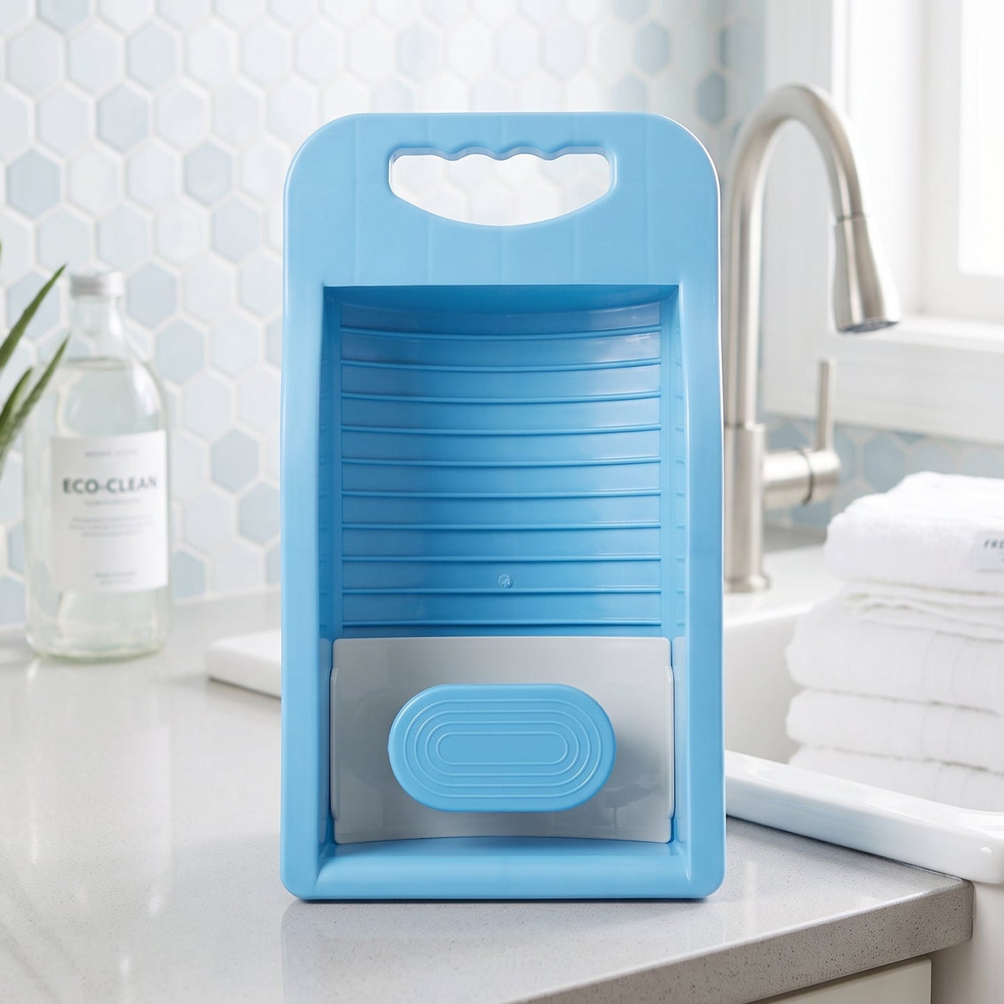Compact scrub board for travel and small laundry