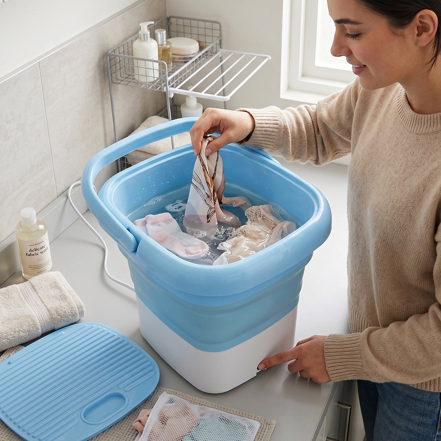 Folding Washing Machine, Mini Portable Washing Machine, Deep Cleaning, Mini Foldable Washing Machine, Suitable For Socks, Underwear, Baby Clothes & Other (1 Pc)