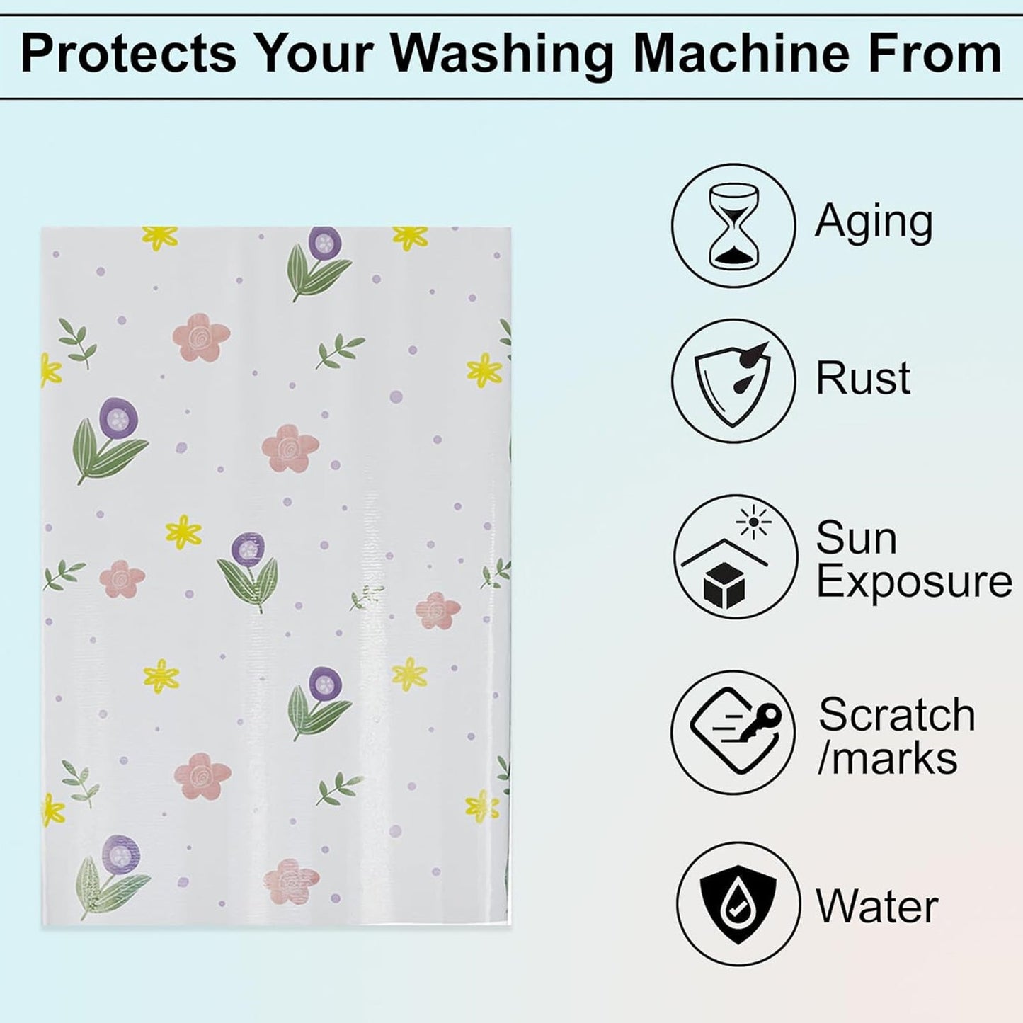 Printed Protective Washing Machine Cover for Top Load (55 Ã— 58 Ã— 87 cm)