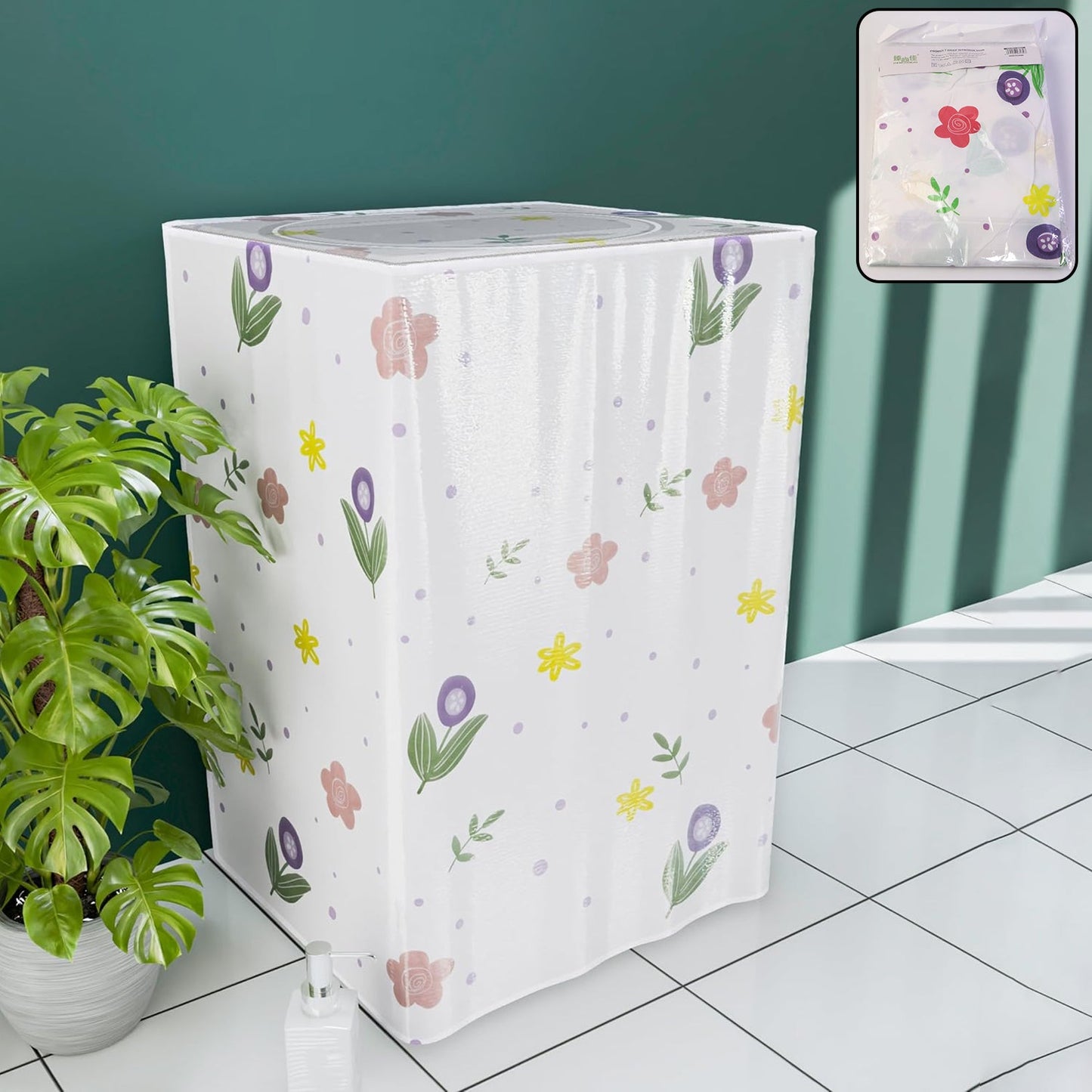Printed Protective Washing Machine Cover for Top Load (55 Ã— 58 Ã— 87 cm)