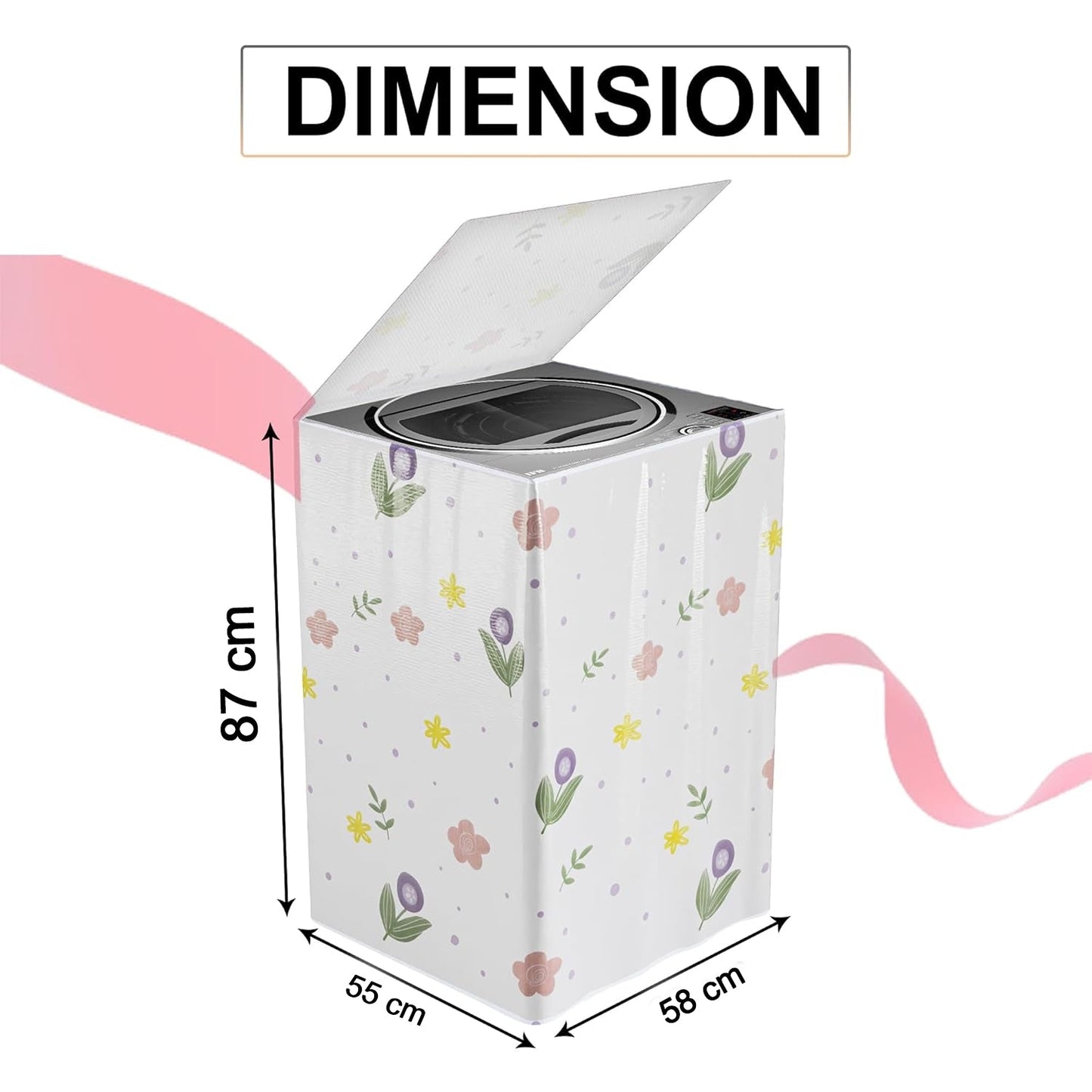 Printed Protective Washing Machine Cover for Top Load (55 Ã— 58 Ã— 87 cm)