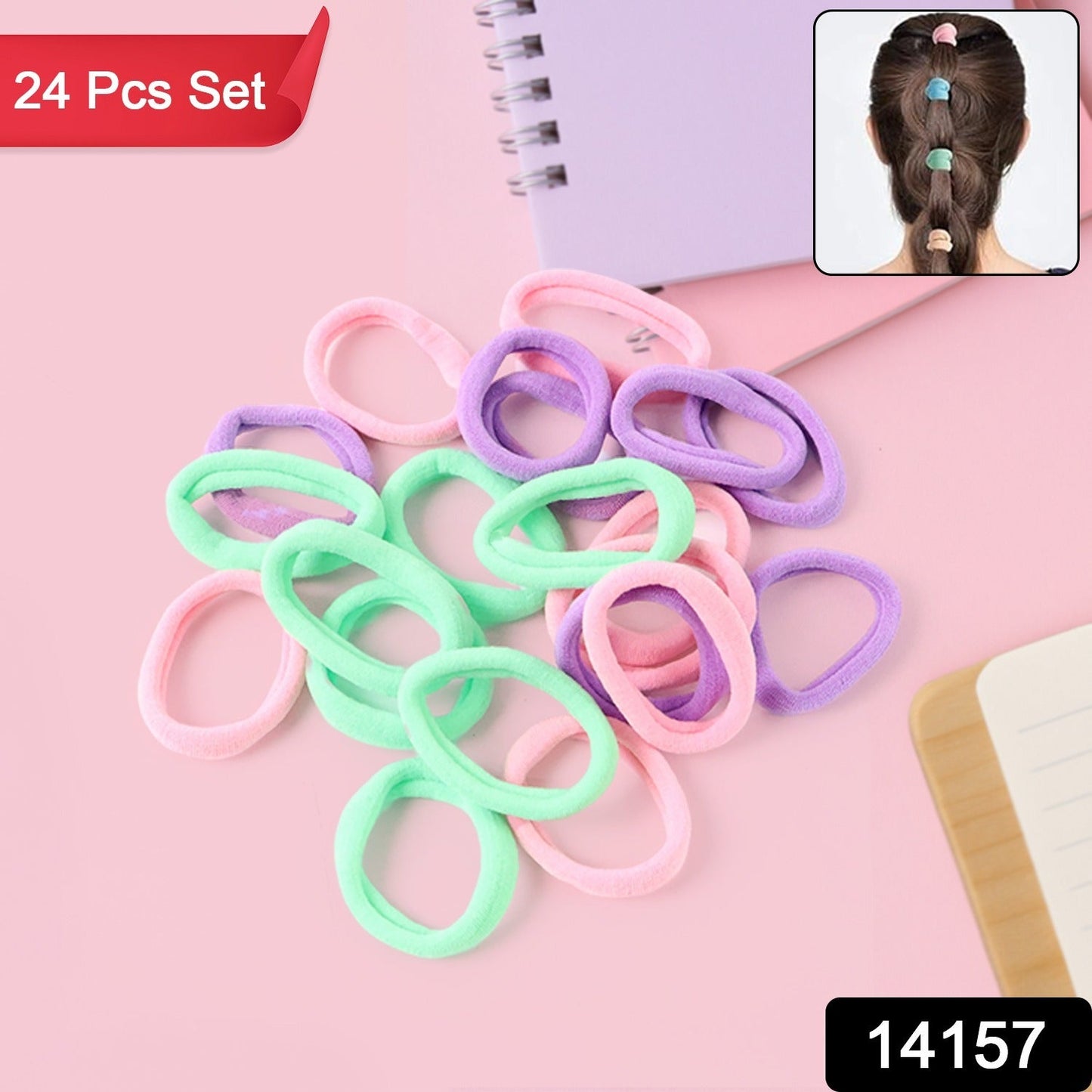Soft Elastic Hair Bands Set for Girls (24 Pc)