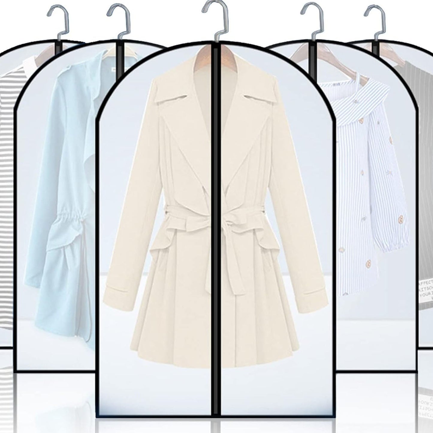 Transparent Garment Cover with Front Zipper (100 ? 60 cm, 1 Pc)