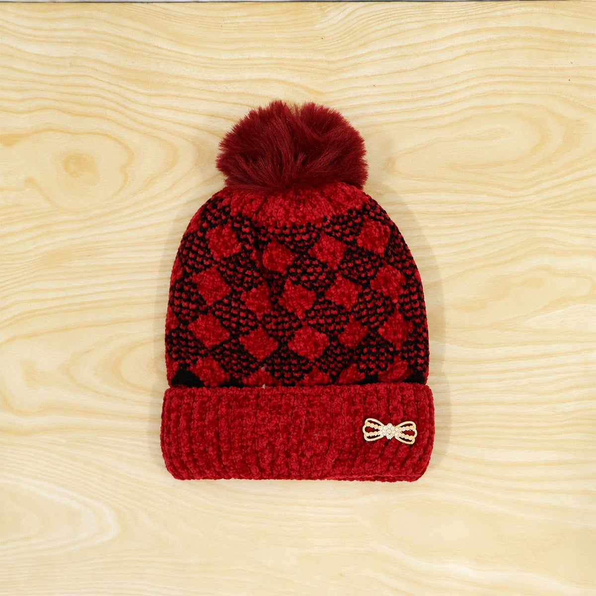 Soft Warm Knitted Winter Beanie Caps with Pom Pom and Inner Lining (1 Pc)