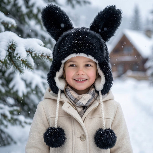 Kids Winter Fur Lined Warm Cap with Ear Flap and Stylish (1 Pc, Mix Design)