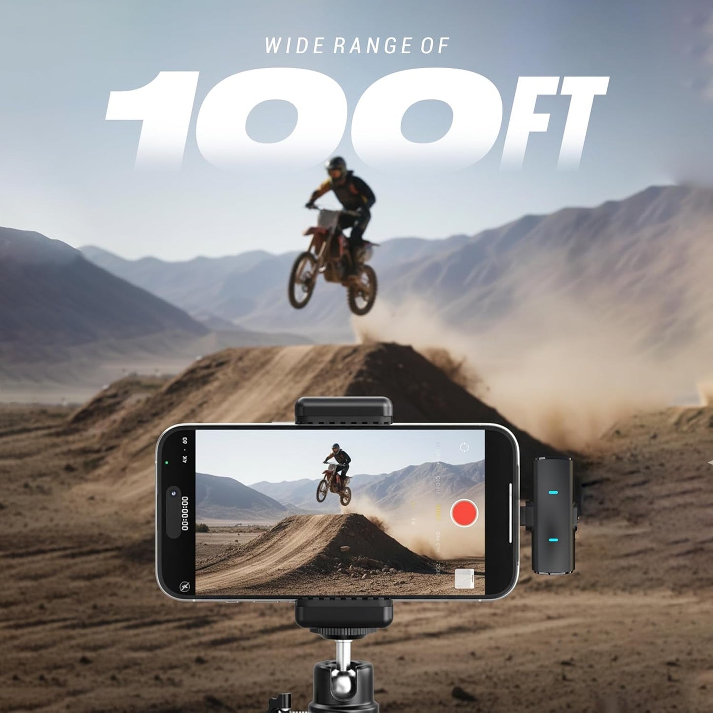 Portable Wireless Lavalier Microphone Dual Clip-On Mic Set (1 Set)