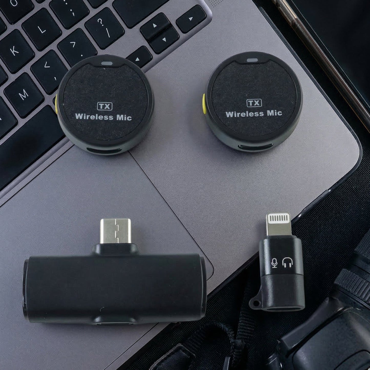 Portable Wireless Lavalier Microphone Dual Clip-On Mic Set (1 Set)