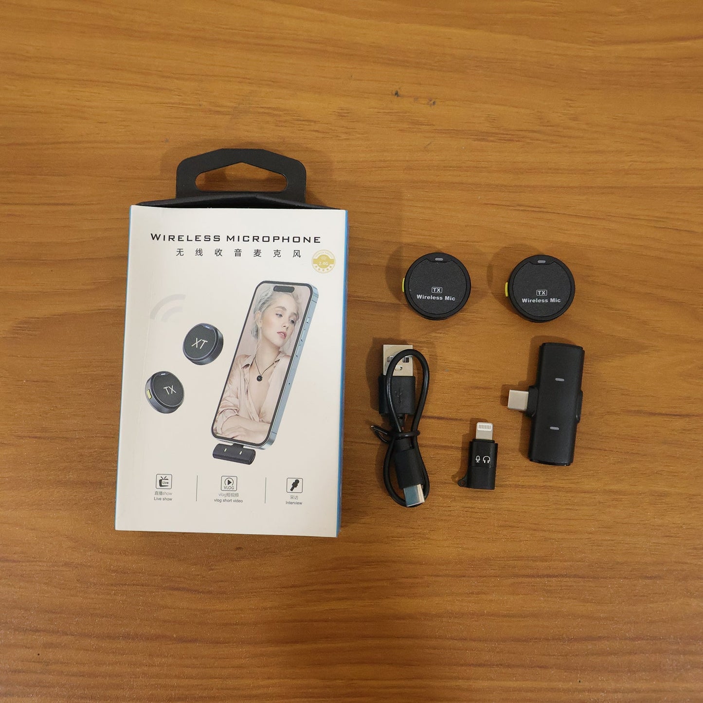 Portable Wireless Lavalier Microphone Dual Clip-On Mic Set (1 Set)