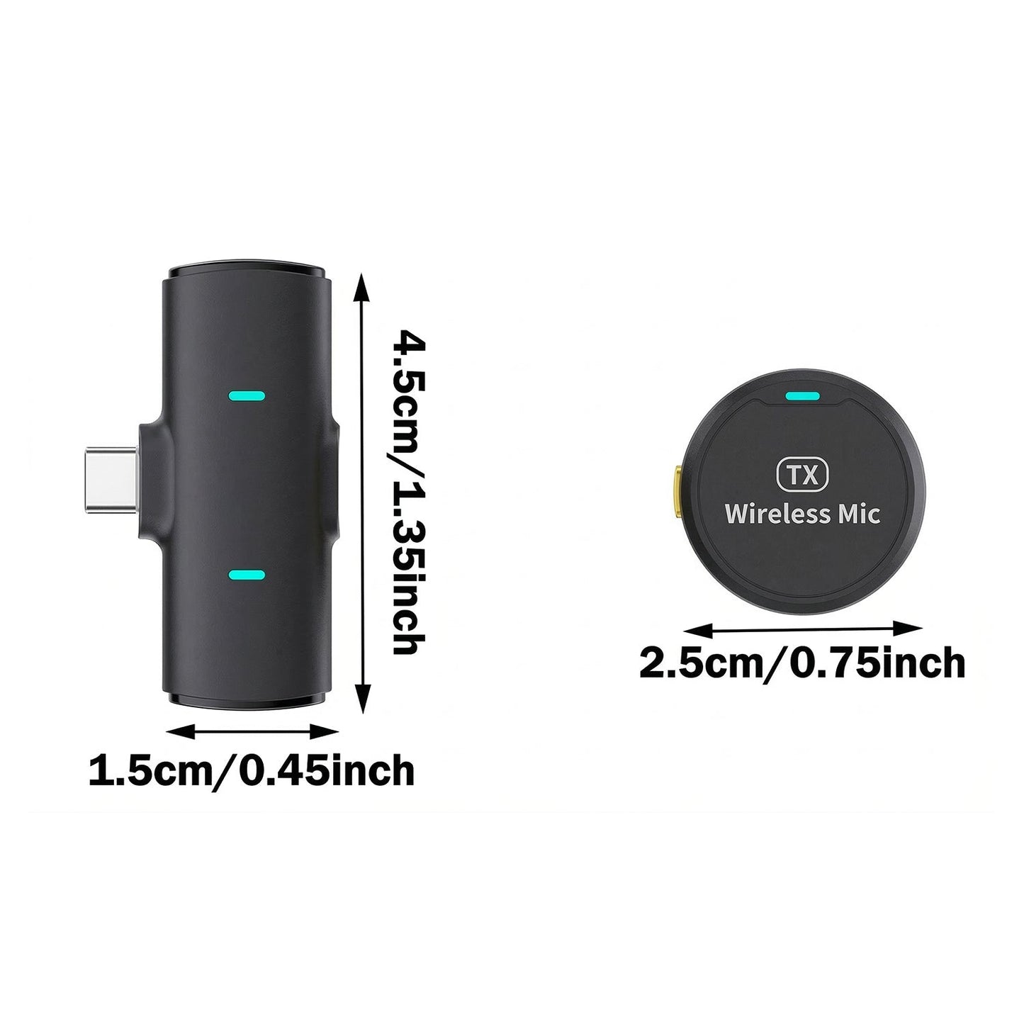 Portable Wireless Lavalier Microphone Dual Clip-On Mic Set (1 Set)