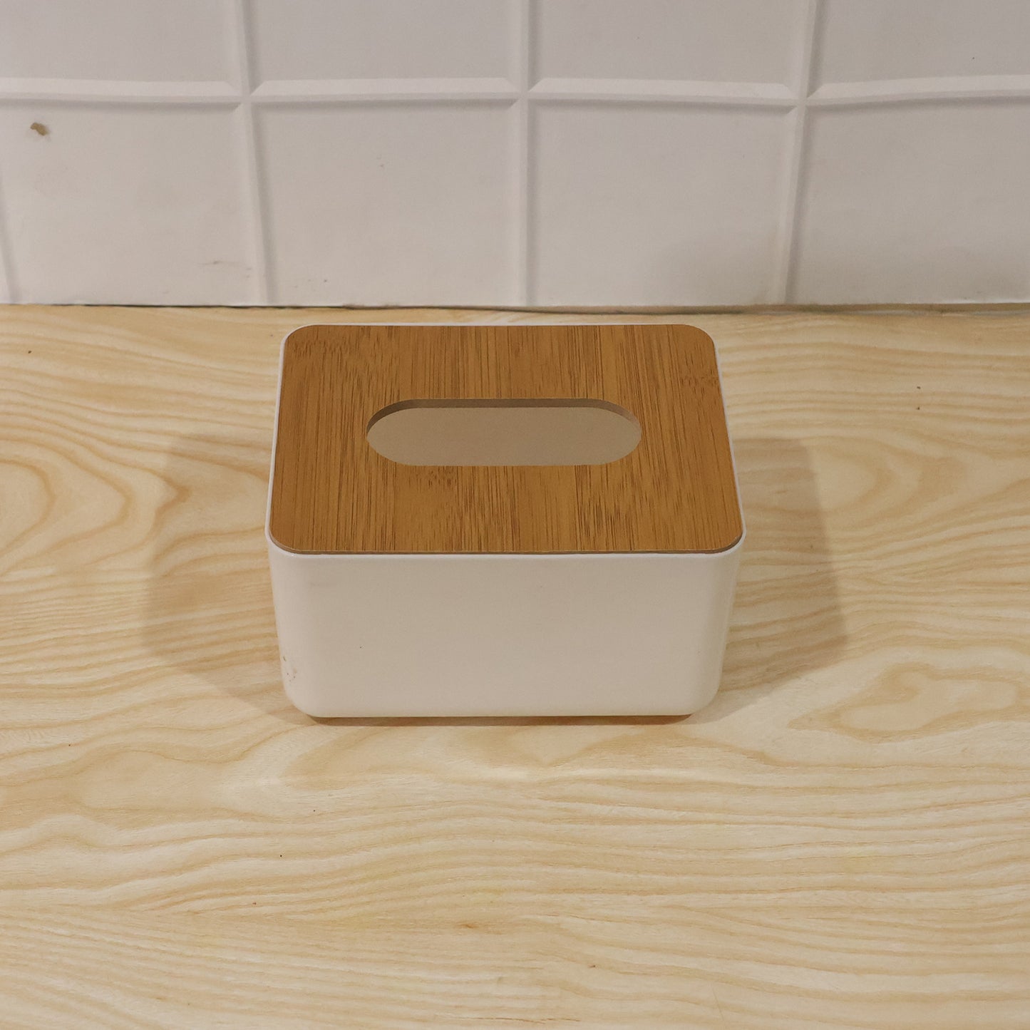Tissue Box Desktop Stand Bamboo Tissue Cover Box Rectangular Paper Towel Holder Removable Tissue Dispenser for Bathroom Vanity Countertop Bedroom Car Holder Paper Towels Dispenser (1 Pc )