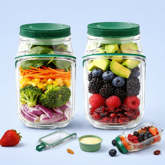 DeoDap Leakproof Salad Container Jar with Dressing Cup - main product shot