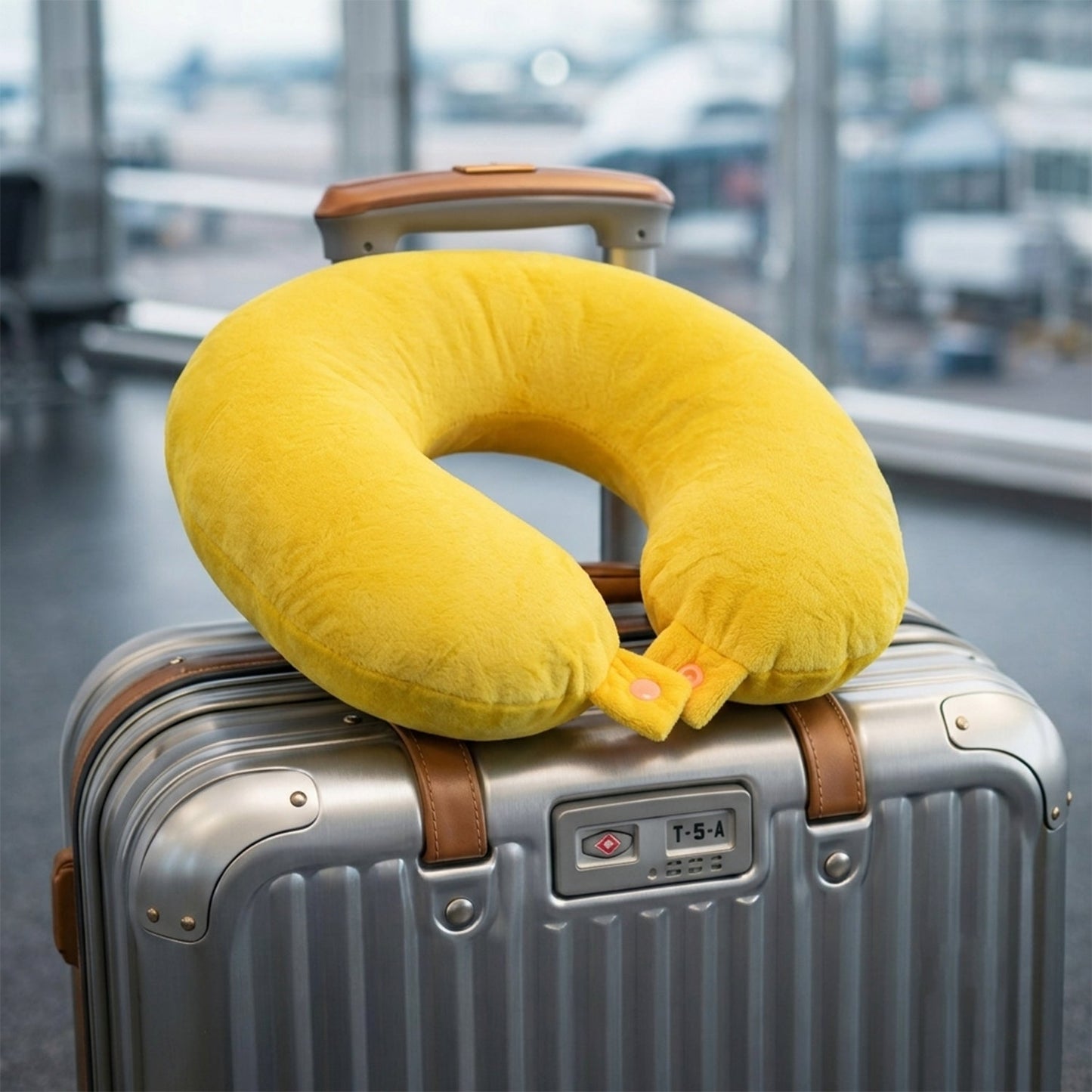 Travel pillow packed for a journey